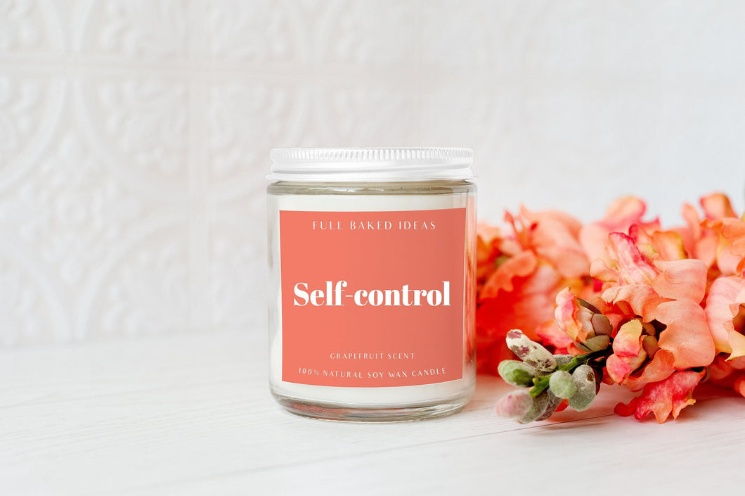 Grapefruit Scent - Self-Control Candle with Lid - Natural Soy Wax 7 oz - Recovery, Healing, Calming, Self-care, Party, Event, Gift, Present
