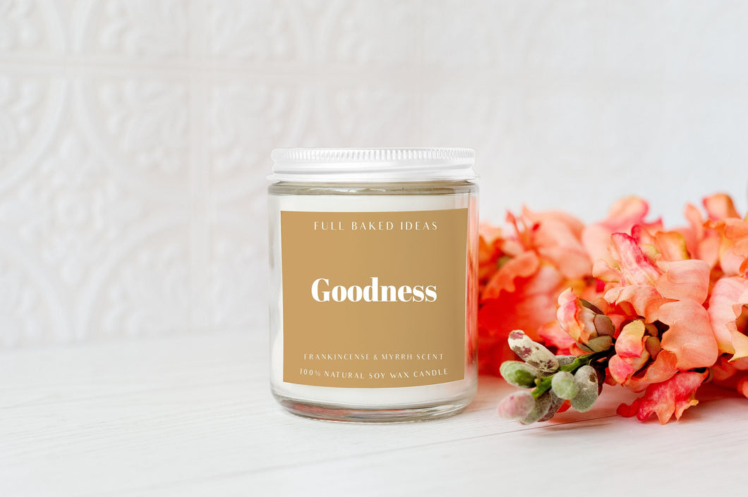 Frankincense Candle - Goodness - Natural Soy Wax 7 oz - Myrrh Fragrance - Earthy Scent, Self-care, Gift, Present, Non-toxic Candles