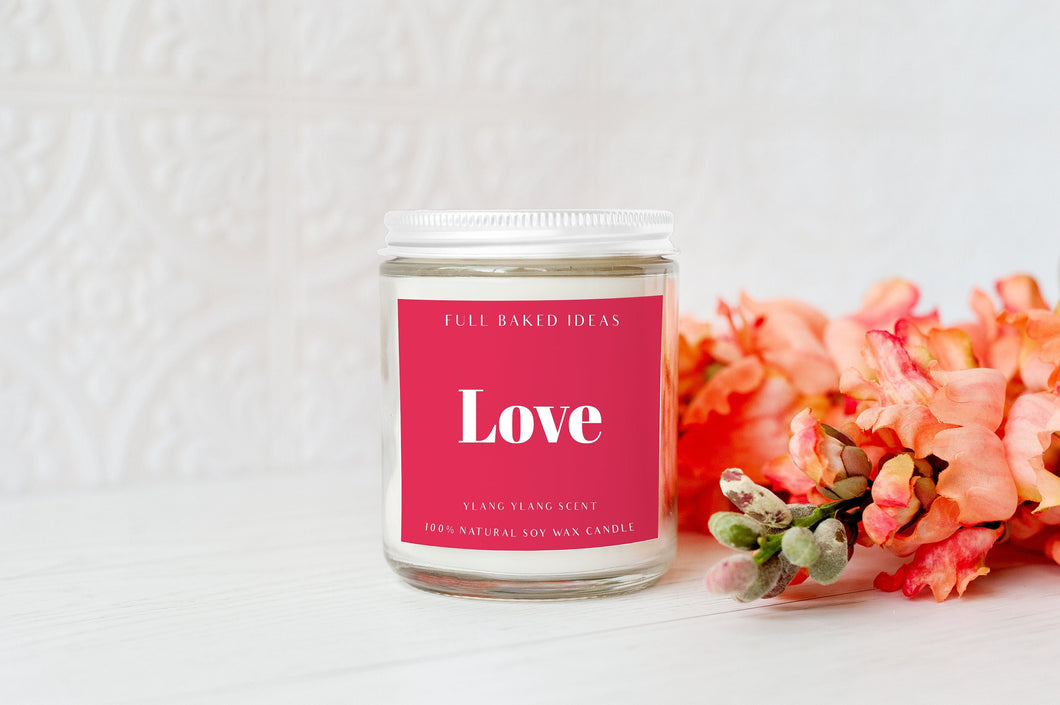 Ylang Ylang Candle - Floral Scent - Love Fragrance - Natural Soy Wax 7 oz - Wedding Favor, Party, Event, Baby, Gift, Romantic Present